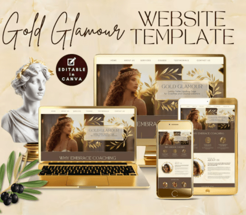 Gold Website Template - Etsy Download - DFC