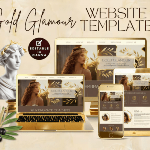 Gold Website Template - Etsy Download - DFC